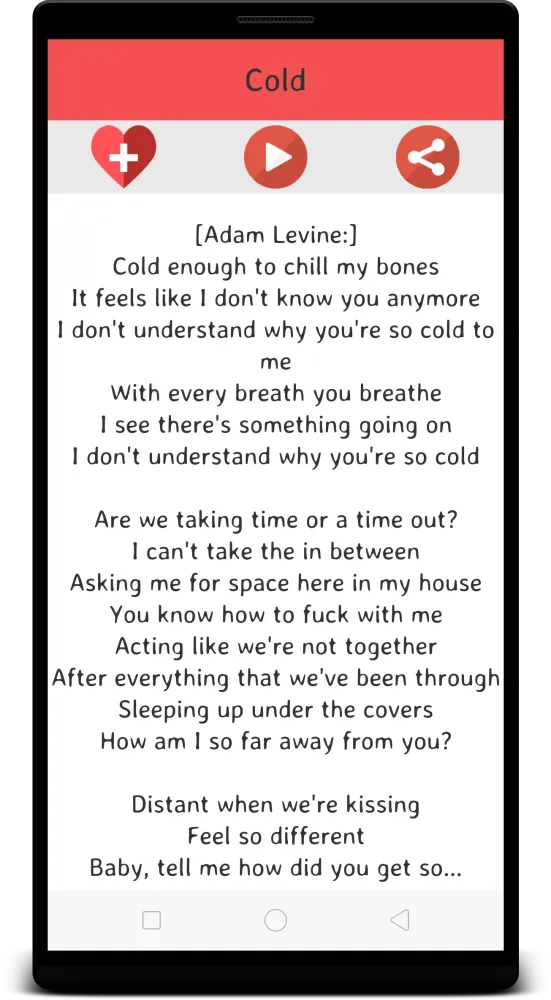 Maroon 5 Lyrics Screenshots