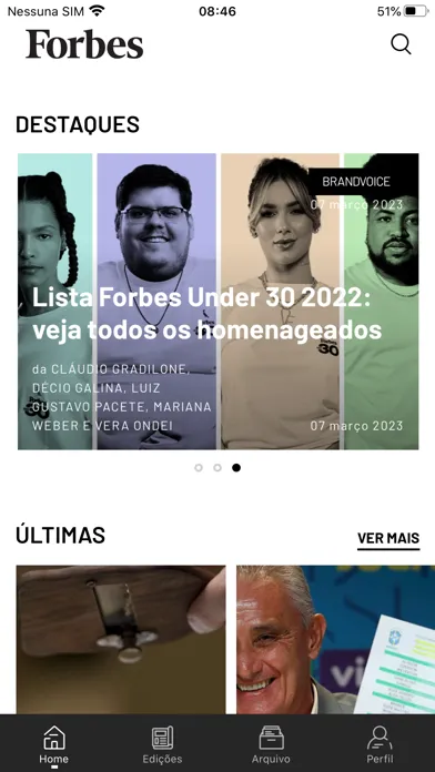 Capturas de tela do Forbes Brasil