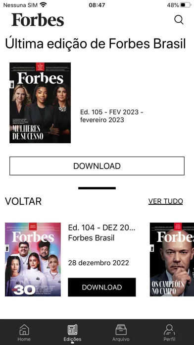 Capturas de tela do Forbes Brasil