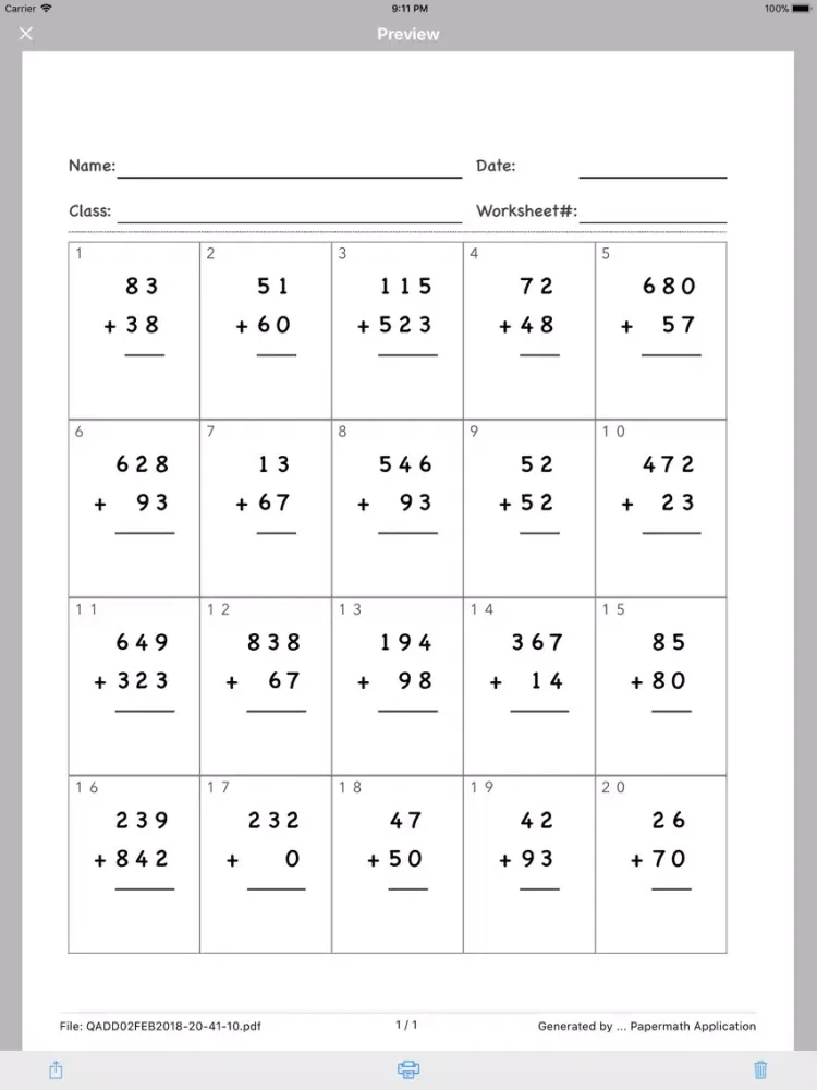 Math Paper Worksheet Lite iPad  Screenshots