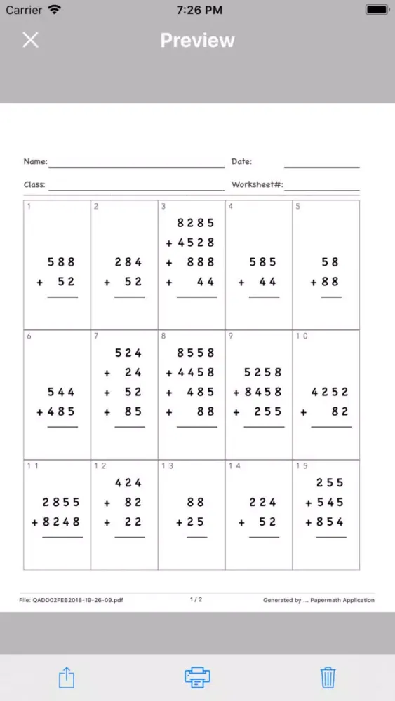 Math Paper Worksheet Lite Screenshots