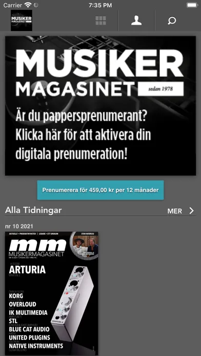 Tangkapan skrin Tidningen Musikermagasinet