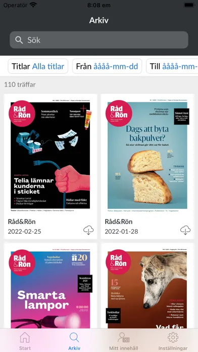 ภาพหน้าจอของ Råd & Rön e-tidning