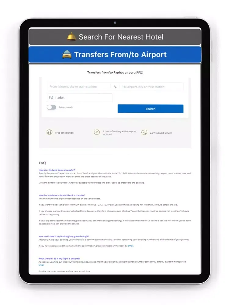 Zrzuty ekranu Paphos Airport Taxi iPad 