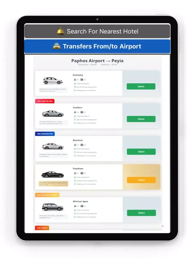 Zrzuty ekranu Paphos Airport Taxi iPad 