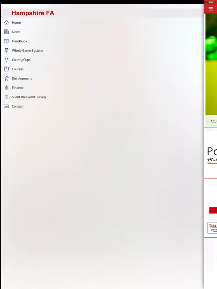Ảnh chụp màn hình của Hampshire FA iPad 