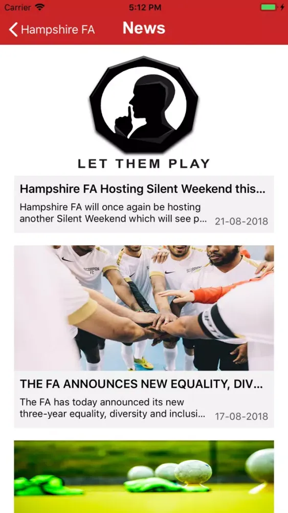 Ảnh chụp màn hình của Hampshire FA
