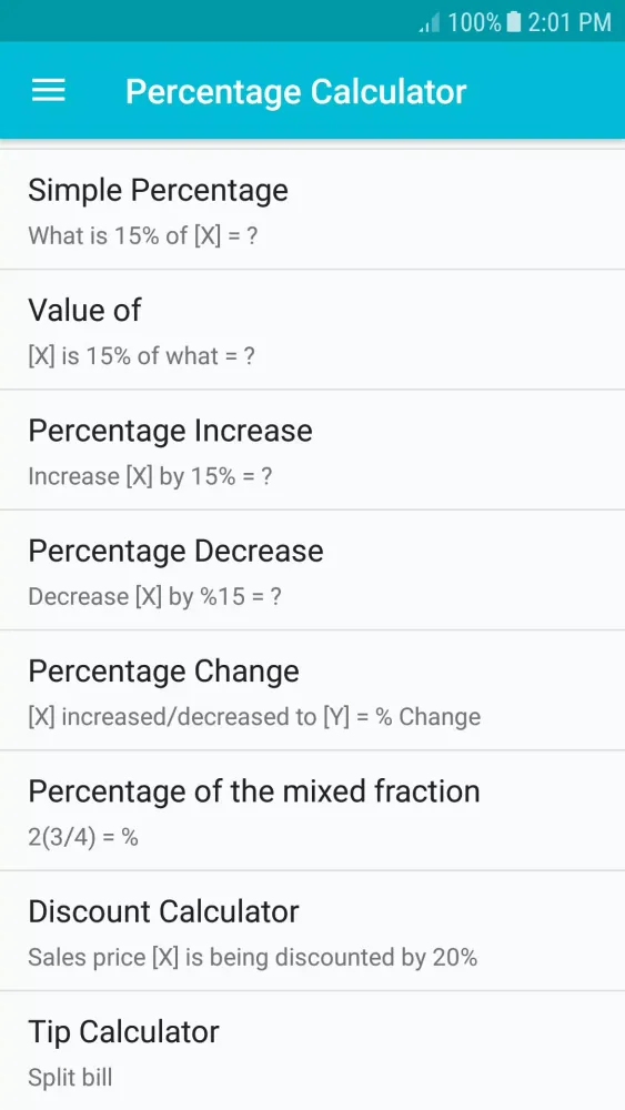 Percentage Calculator Screenshots
