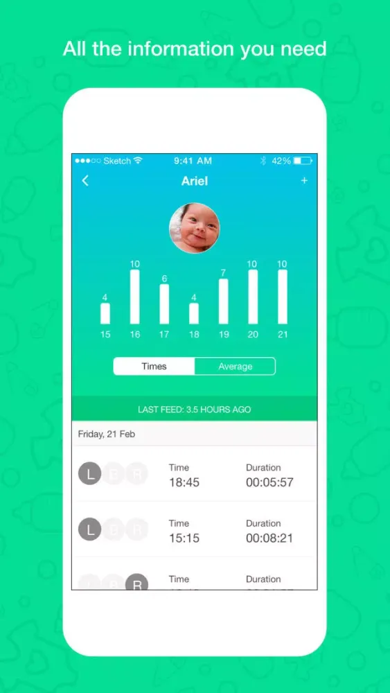 Ảnh chụp màn hình của Baby Feeds - Breastfeeding and Nursing Tracker for Babies