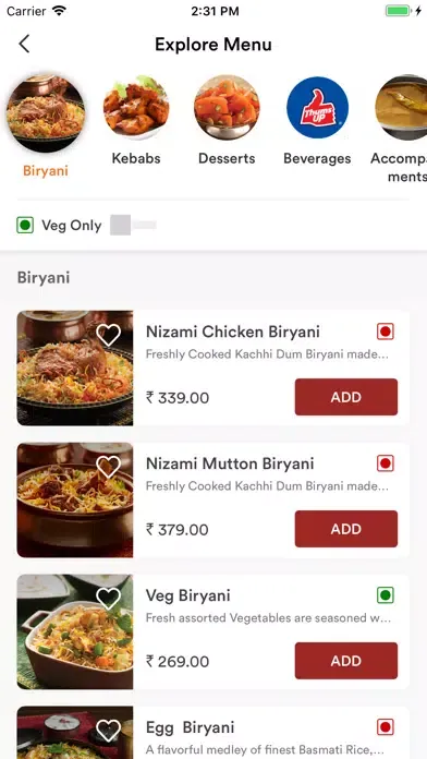 Tangkapan layar Paradise Biryani