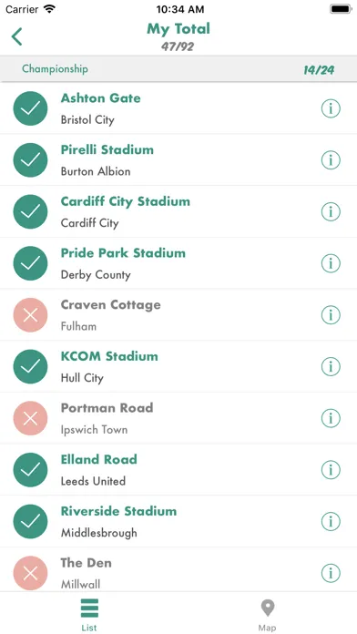 Capturas de tela do The 92 - Away Day Tracker
