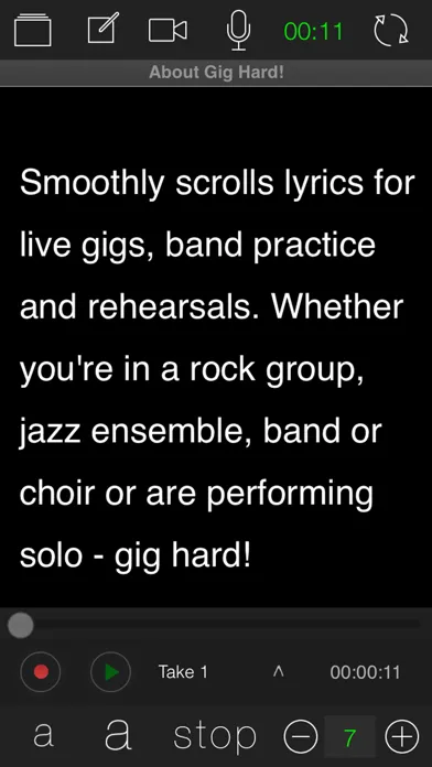 Gig Hard! Autoscrolling Lyrics スクリーンショット