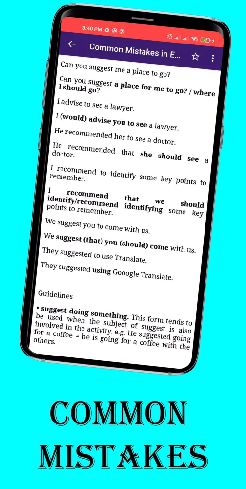Common Mistakes in English Screenshots