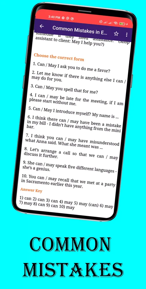 Common Mistakes in English Screenshots
