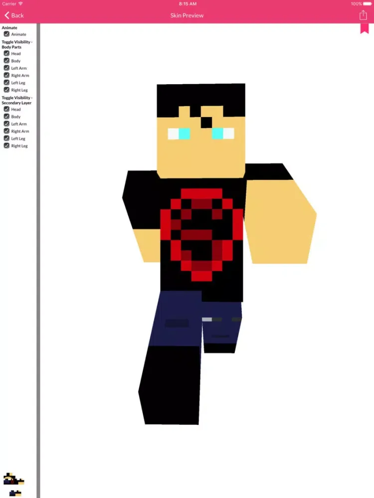 Tangkapan layar Super Hero Skin For Minecraft iPad 