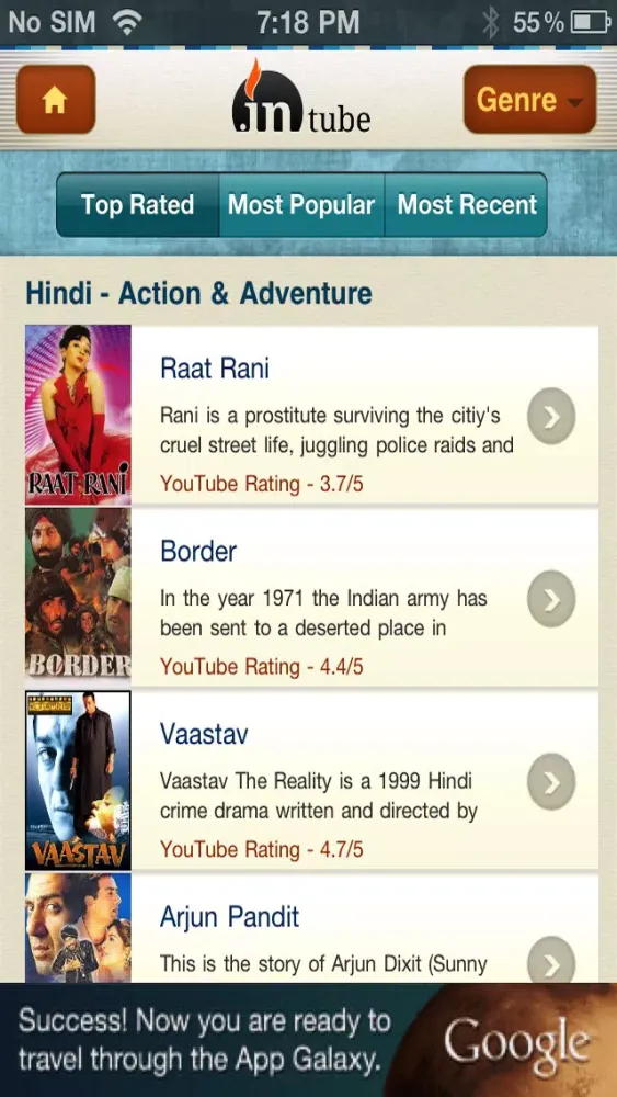 inTube: Watch Indian Films应用截图