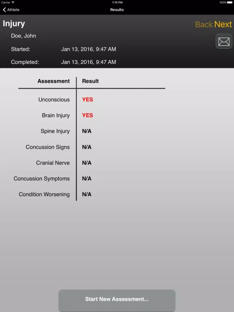 Captures d'écran de Concussion Assessment & Response: Sport Version iPad 