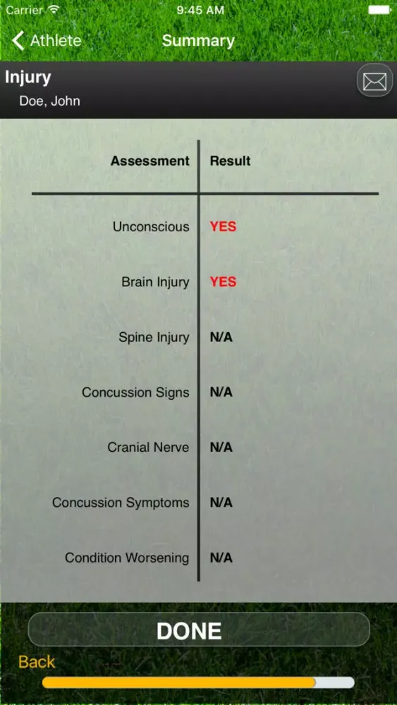 Captures d'écran de Concussion Assessment & Response: Sport Version