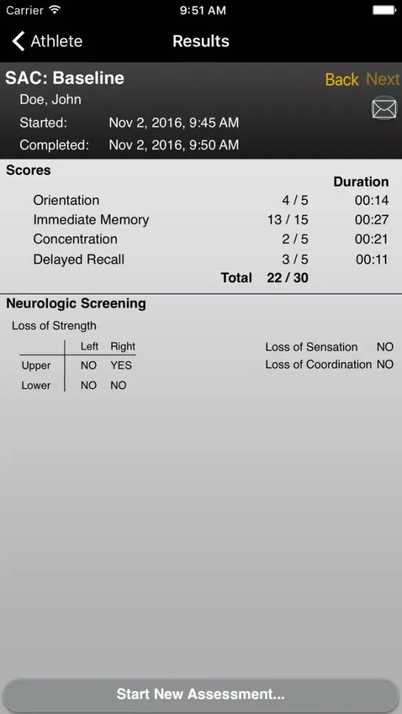 Captures d'écran de Concussion Assessment & Response: Sport Version