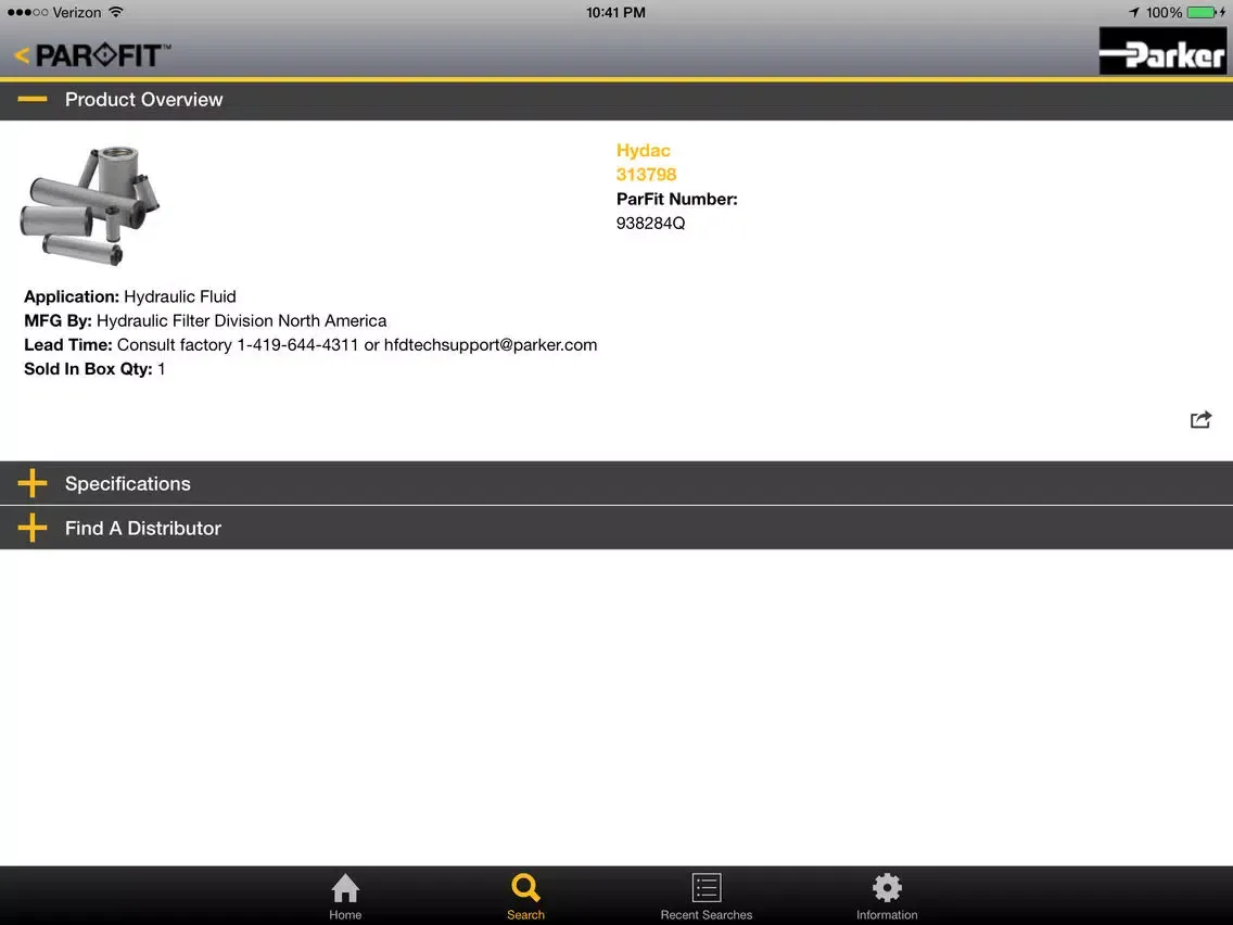 Parker Par Fit Interchangeable Filter Elements iPad  스크린샷