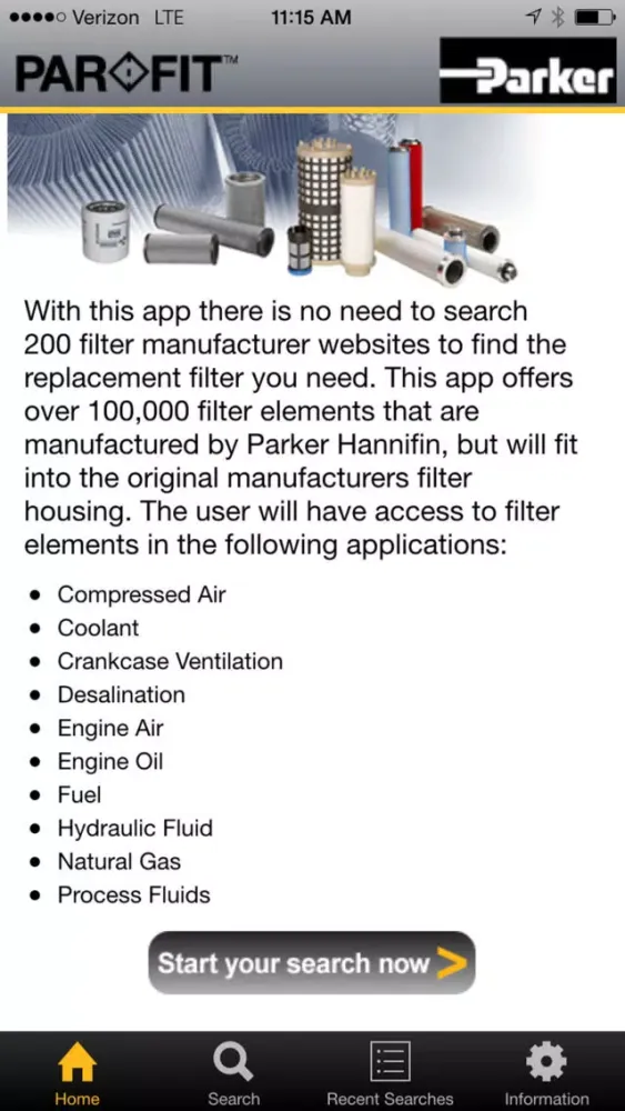 Parker Par Fit Interchangeable Filter Elements 스크린샷