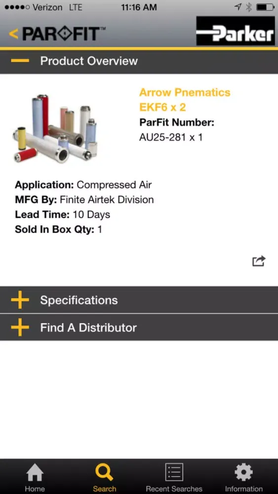 Parker Par Fit Interchangeable Filter Elements 스크린샷