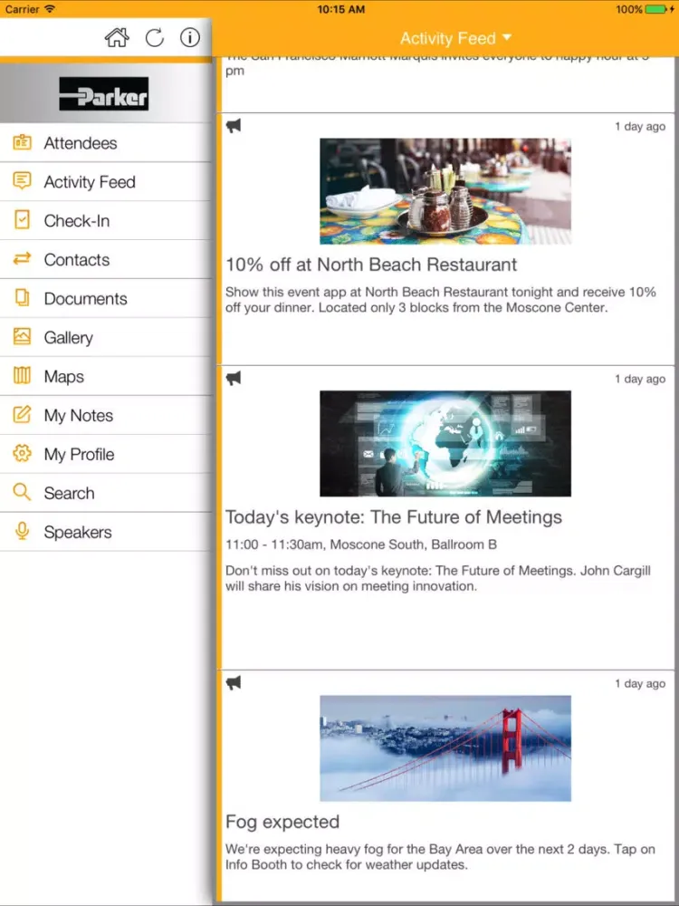 Parker Hannifin Events iPad  Screenshots