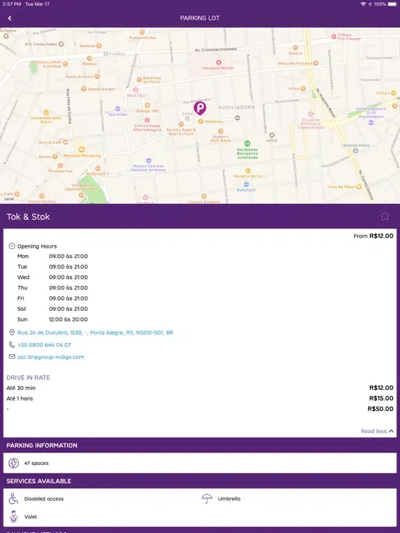 Ảnh chụp màn hình của Park Indigo BR iPad 