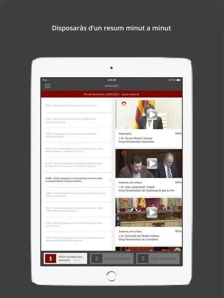 Tangkapan layar Canal Parlament iPad 