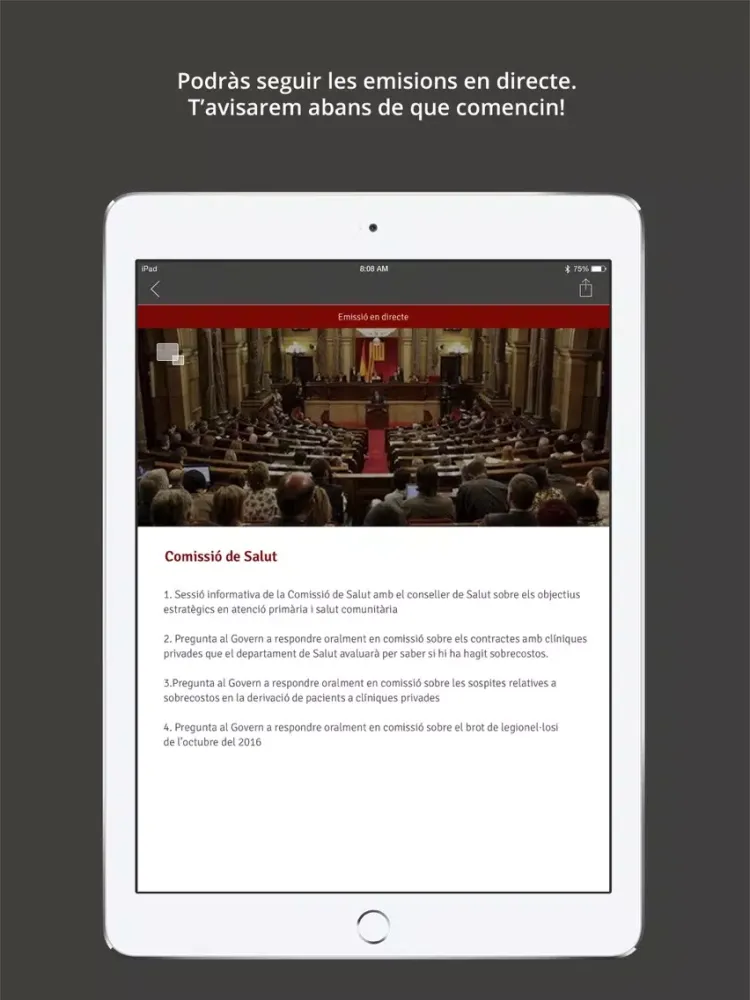Tangkapan layar Canal Parlament iPad 
