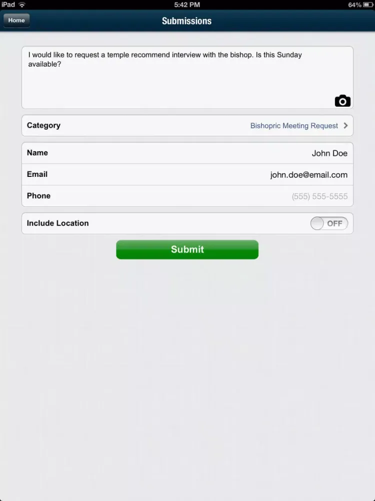 Ảnh chụp màn hình của Spring Creek First Ward iPad 