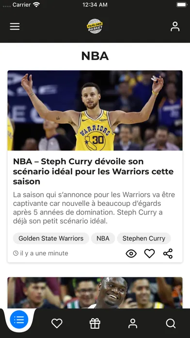 Tangkapan skrin Parlons Basket