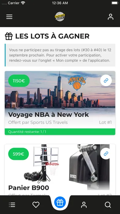 Tangkapan skrin Parlons Basket