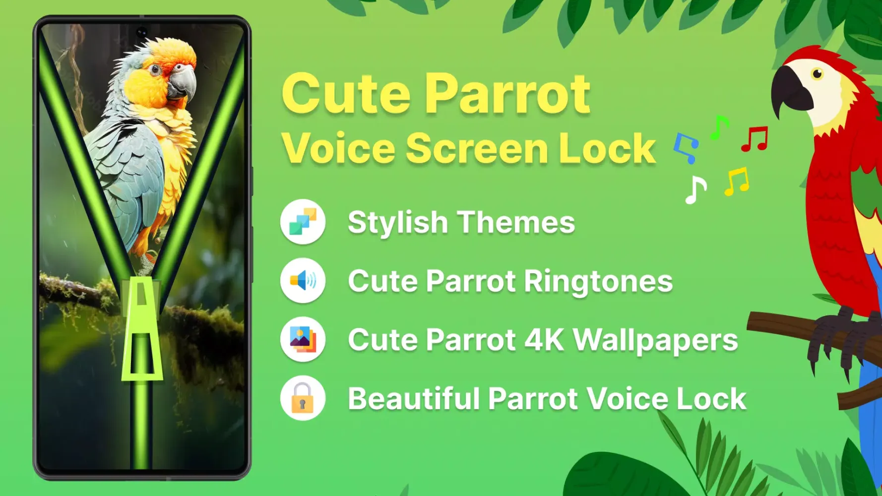 Capturas de tela do Parrot Voice Zip Screen Lock