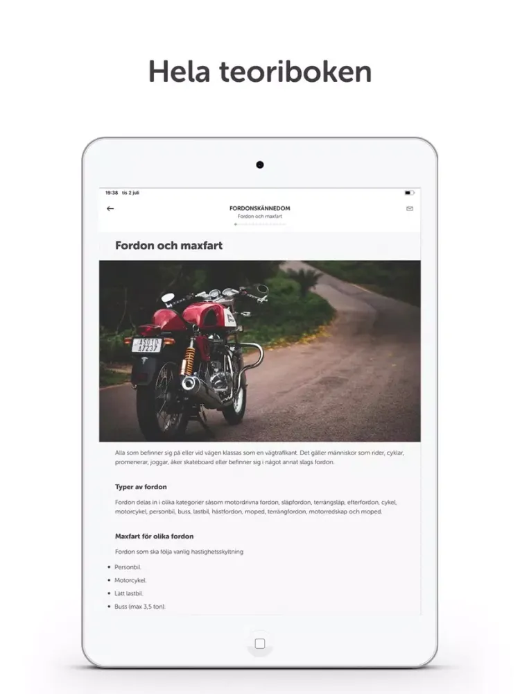 Tangkapan layar Ta MC-Körkort (Prova på) iPad 