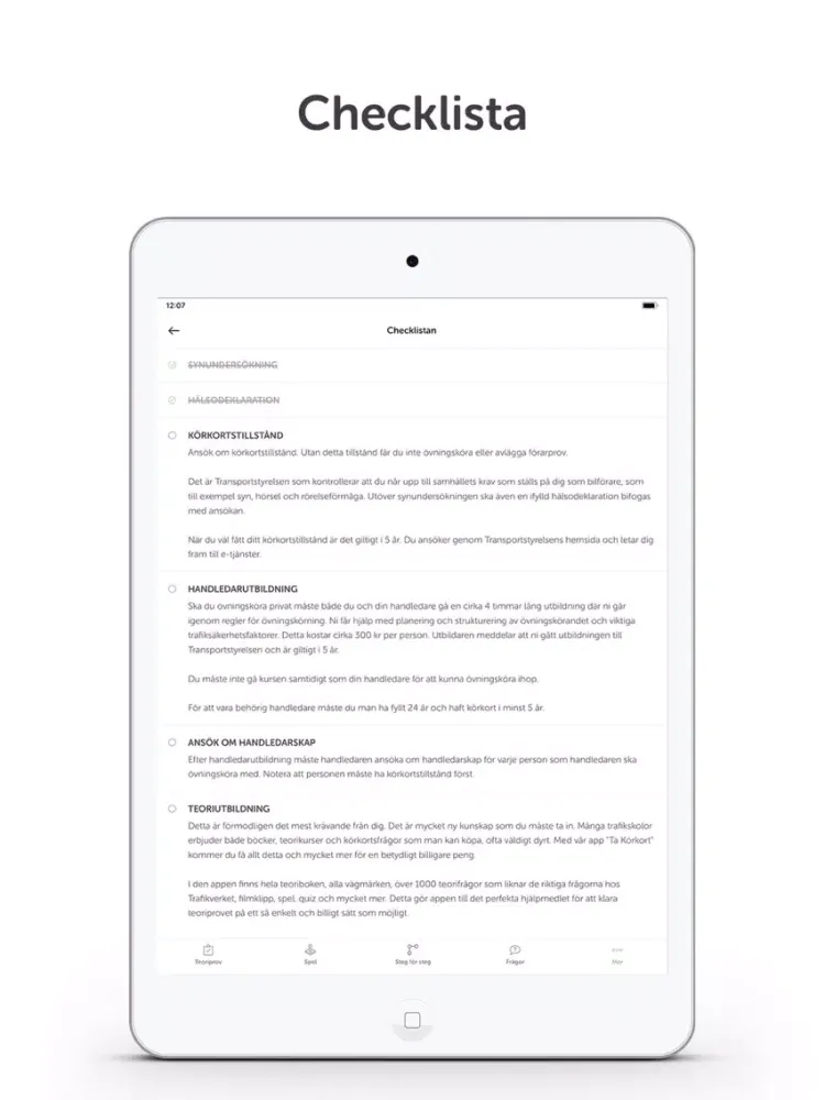 Ta MC-Körkort iPad  Screenshots