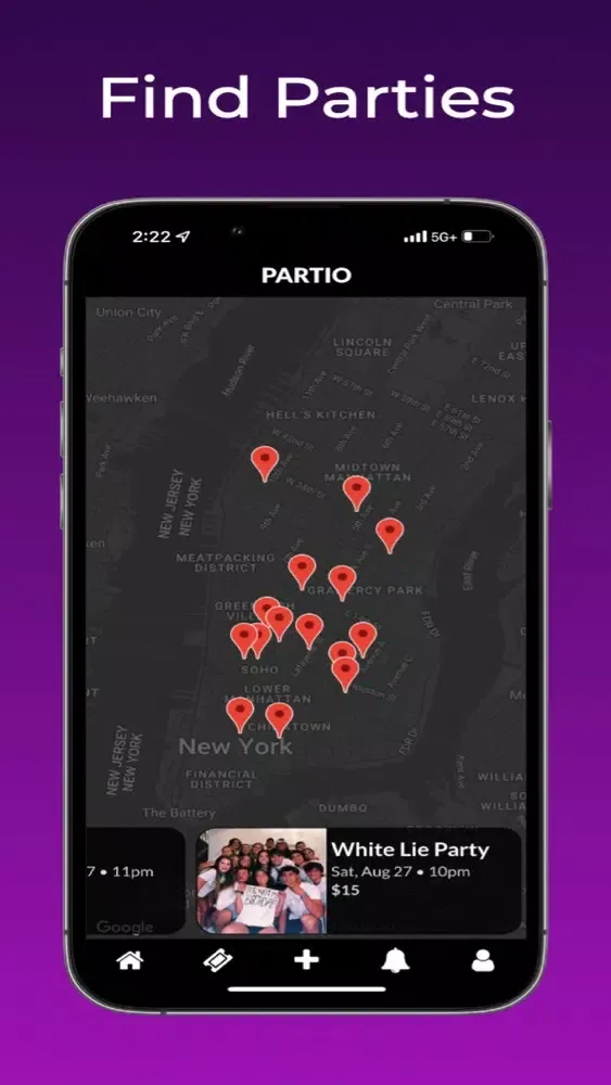 Tangkapan layar Partio – find and host parties