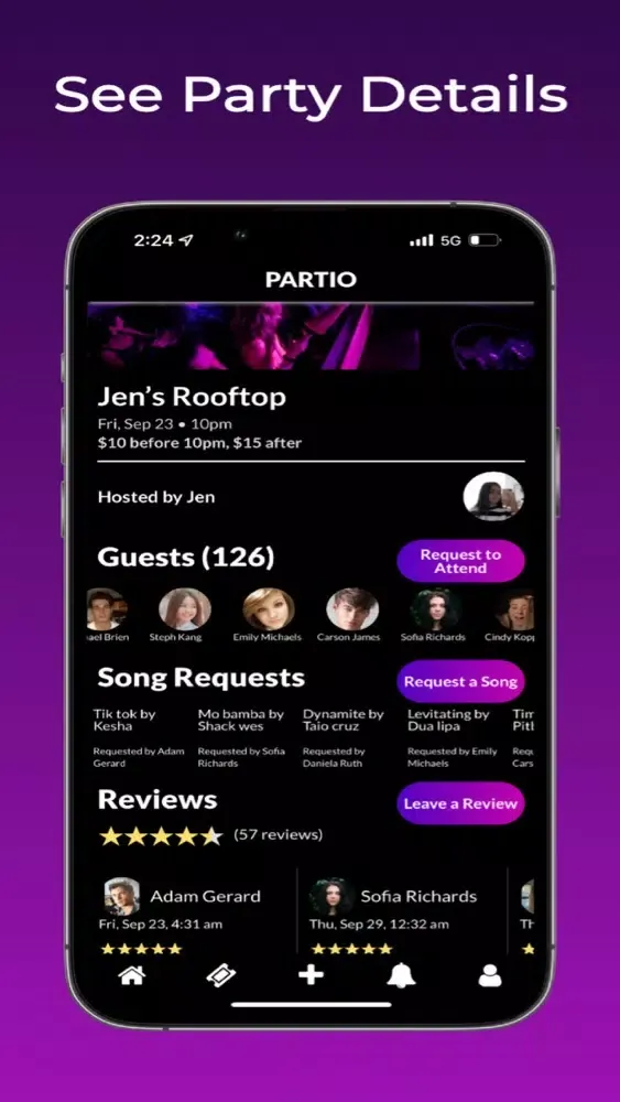 Tangkapan layar Partio – find and host parties