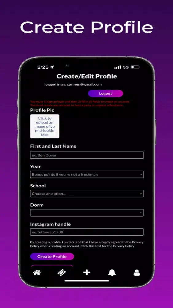 Tangkapan layar Partio – find and host parties