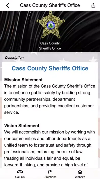 Capturas de tela do Cass County Sheriff's Office