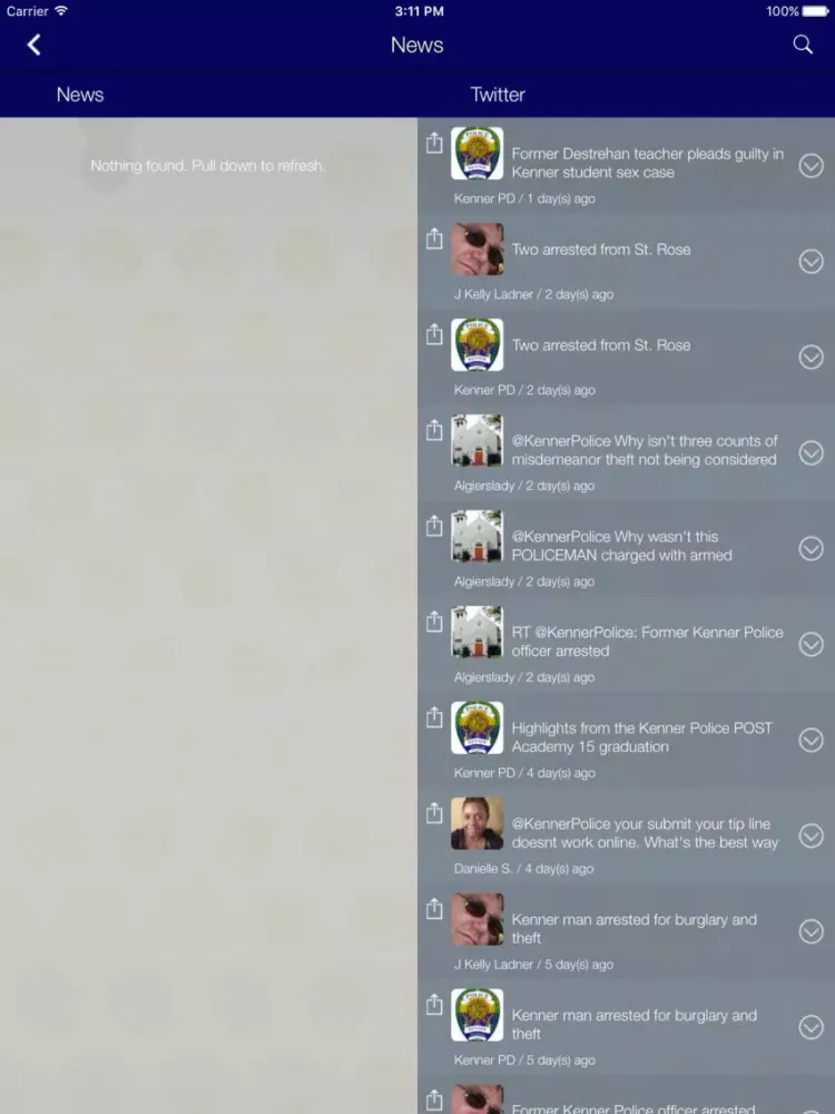 Kenner Police Department iPad  Screenshots