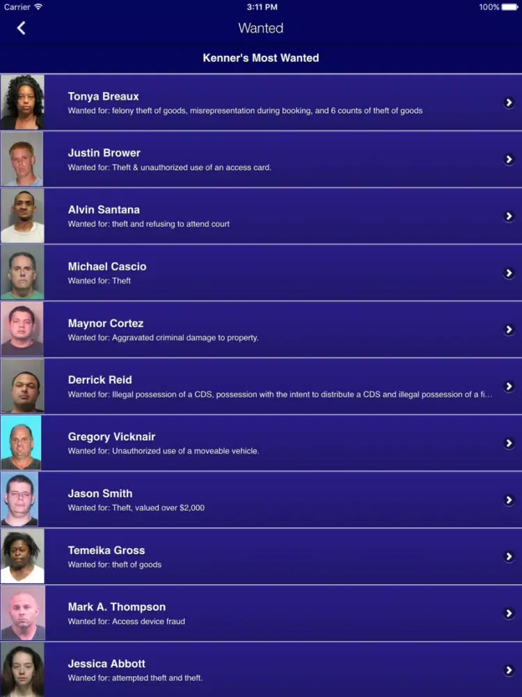 Kenner Police Department iPad  Screenshots