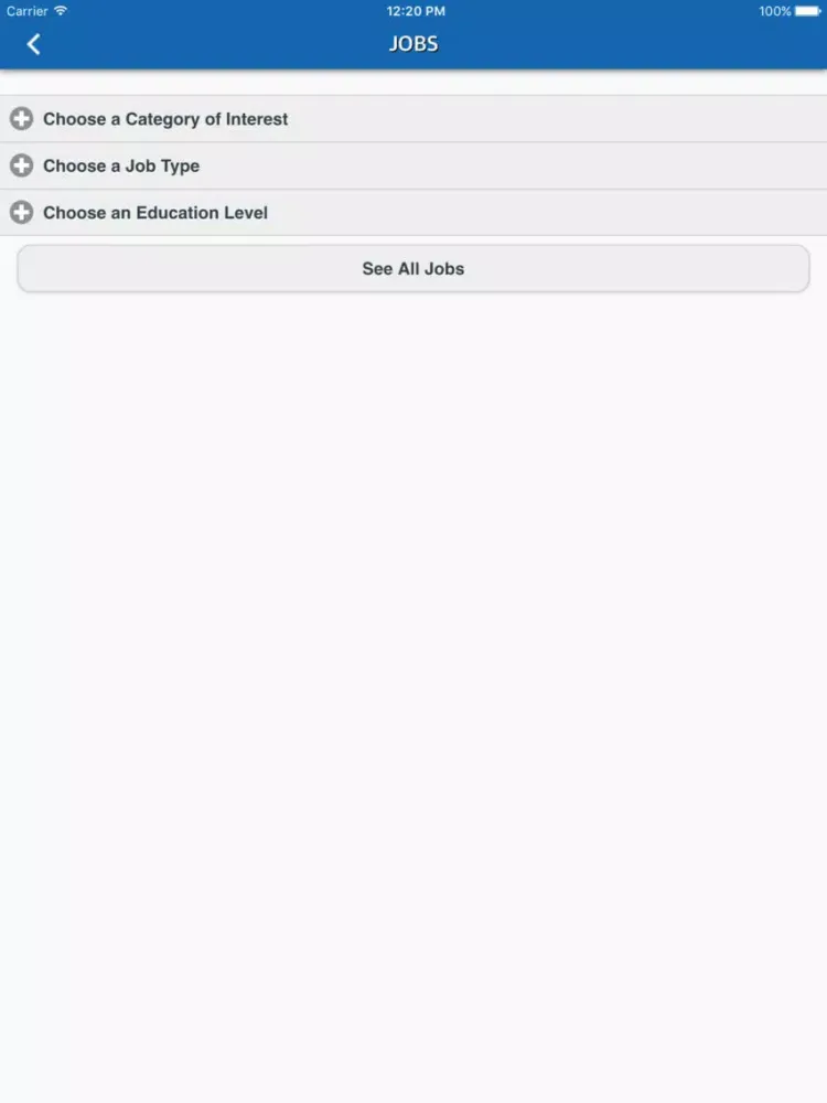 Tangkapan skrin Troy Career Connect iPad 
