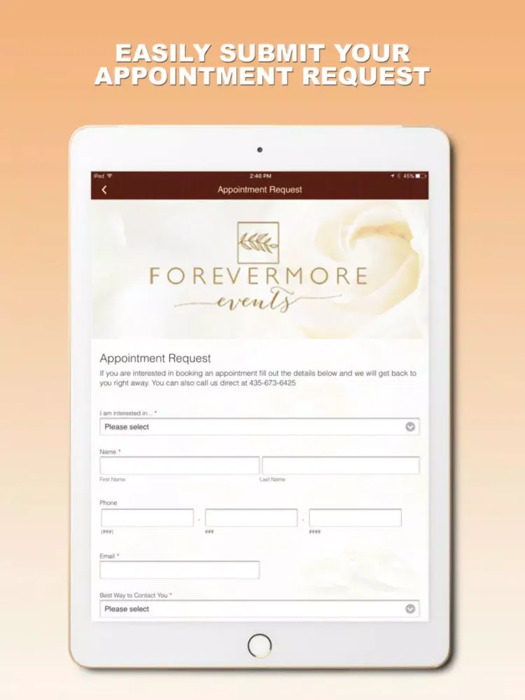 Forevermore Events iPad  Screenshots