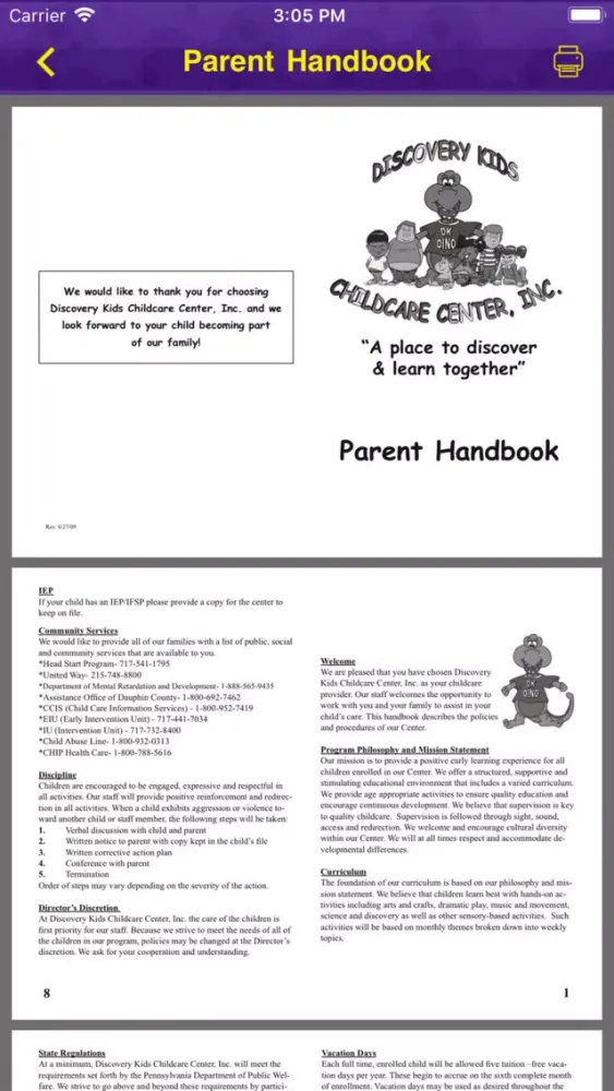 Tangkapan layar D. K. Childcare Centers