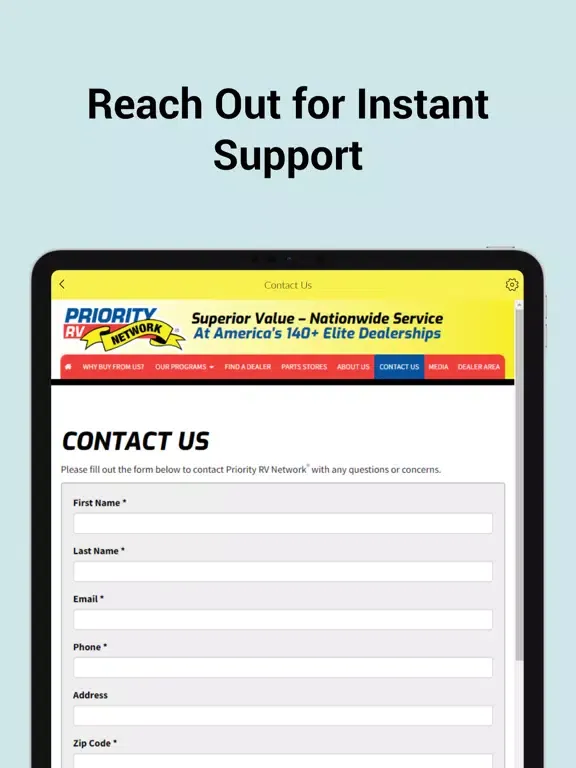 Tangkapan skrin Priority RV iPad 