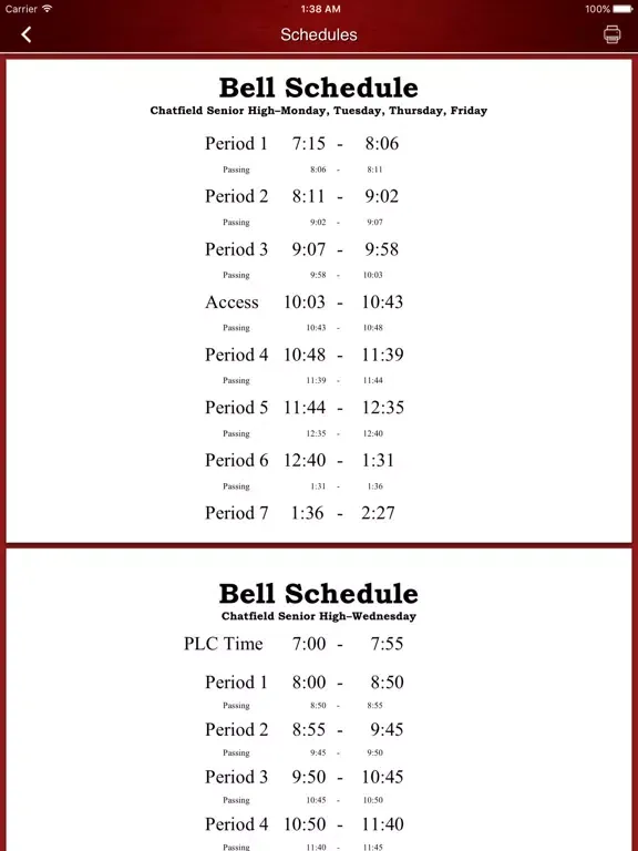 Chatfield High School iPad  سکرین شاٹس