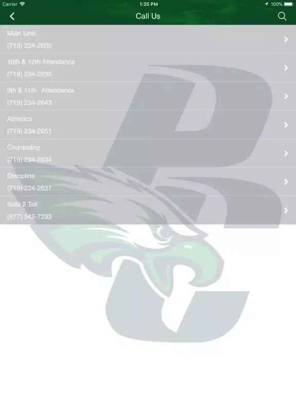 Tangkapan layar Pine Creek High School iPad 