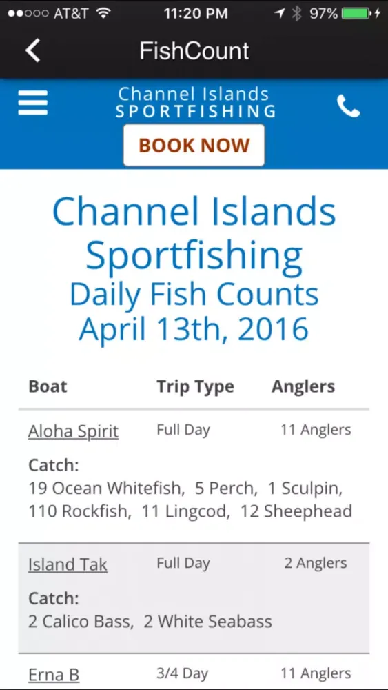 The Channel Islands Sportfishing App Ekran Görüntüleri