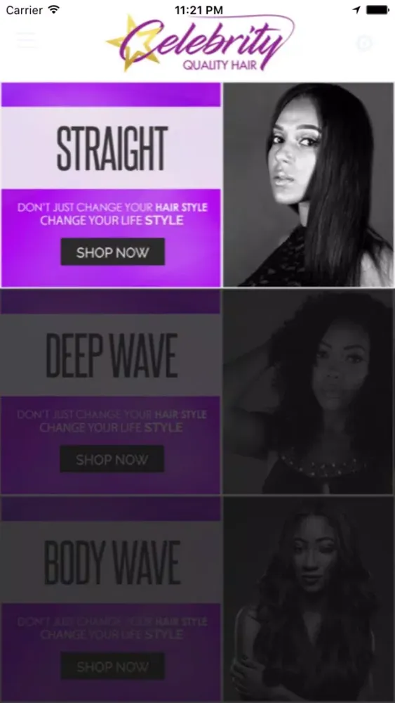 Tangkapan skrin Celebrity Quality Hair